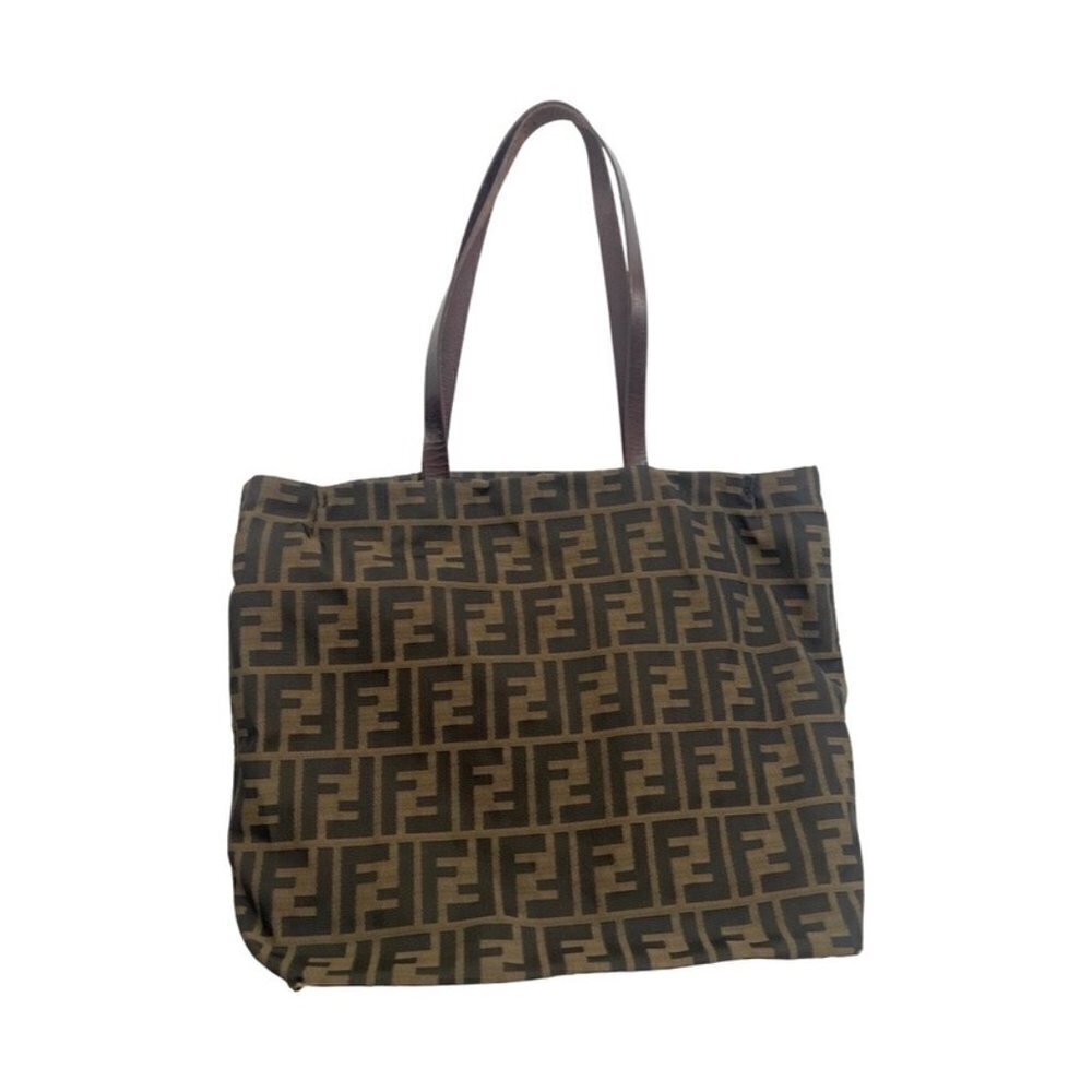 Fendi Tonal brown calf leather FF logo tote bag / FAN